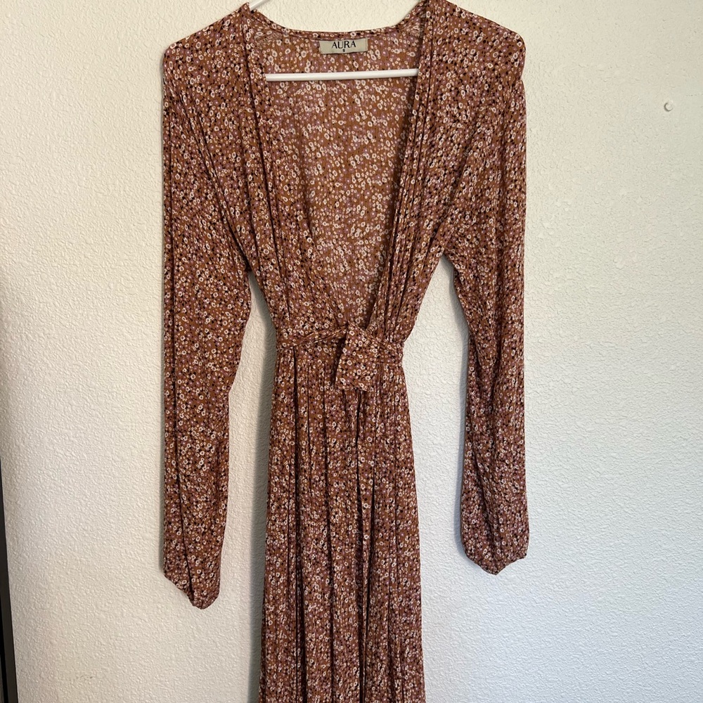 Aura The Label Blush Floral Wrap Dress